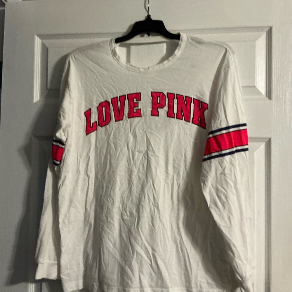 PINK Victoria's Secret White Long Sleeve Top